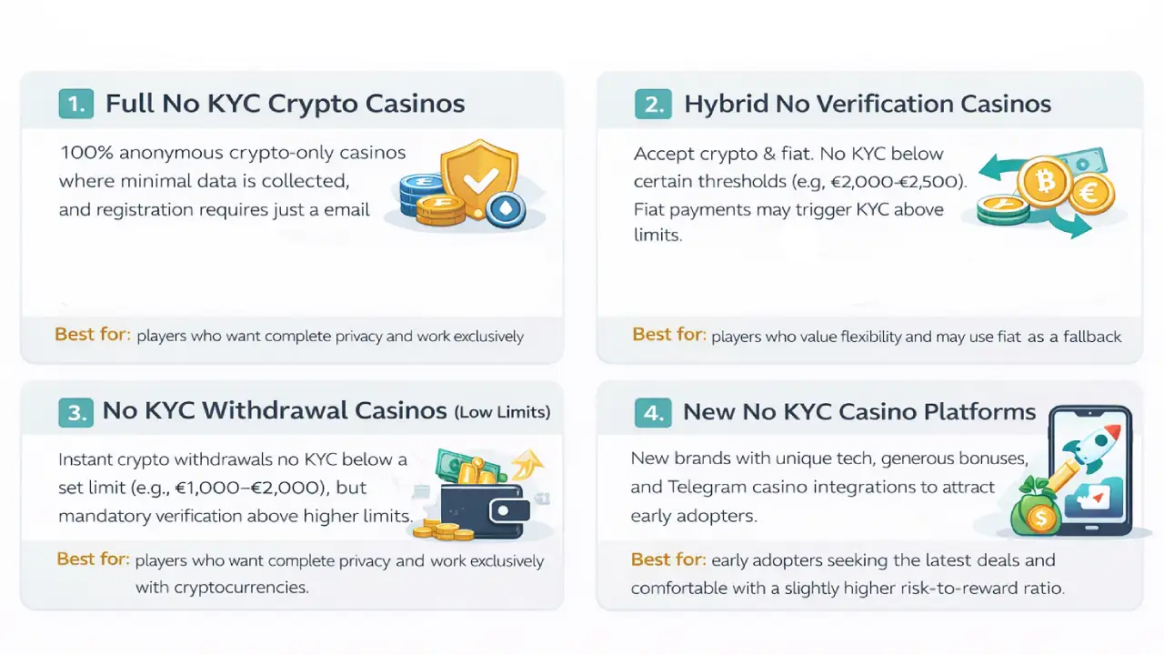 Types of no kyc casinos